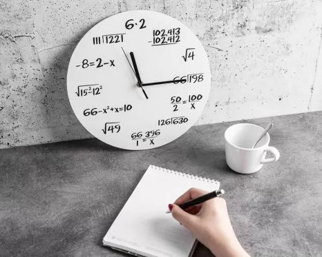 Sieninis laikrodis "Matematika" (balta)