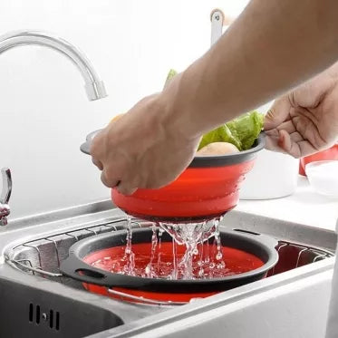 Sulankstomas silikoninis kiaurapuodis, 2 vnt (mėlynas, pilkas)