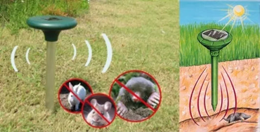 Saulės energija maitinama kurmių ir kitų graužikų baidyklė Jūsų sodui!