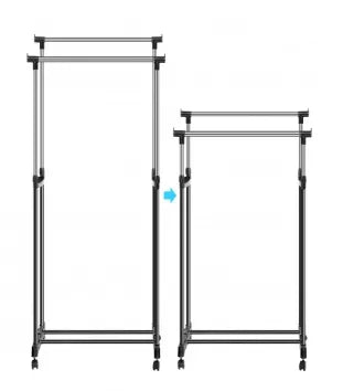 Kompaktiška dviguba drabužių pakaba