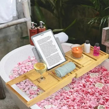 Daugiafunkcinis sulankstomas staliukas voniai, 22,5 x 4 x 69,5 - 104 cm (rudas)