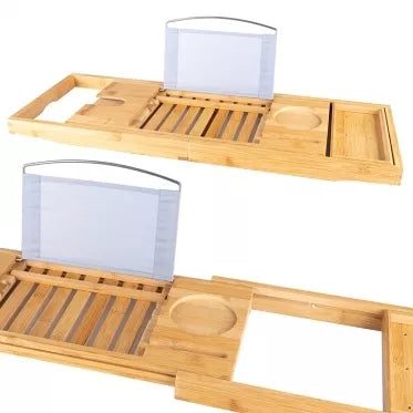 Daugiafunkcinis sulankstomas staliukas voniai, 22,5 x 4 x 69,5 - 104 cm (rudas)