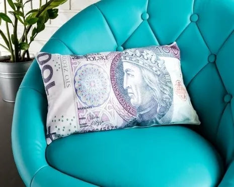 Dekoratyvinė pagalvė "100 zlotų", 40 x 25 x 8 cm