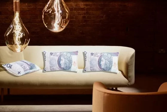 Dekoratyvinė pagalvė "100 zlotų", 40 x 25 x 8 cm
