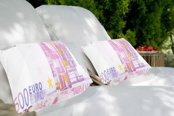 Dekoratyvinė pagalvė "500 eurų", 40 x 25 x 8 cm