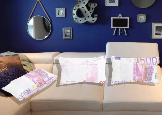 Dekoratyvinė pagalvė "500 eurų", 40 x 25 x 8 cm