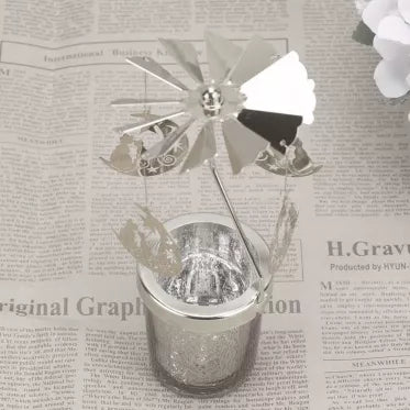 Dekoratyvinė žvakidė su besisukančiomis dekoracijomis "Mėnuliai", 16 x 6 cm