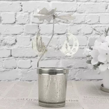 Dekoratyvinė žvakidė su besisukančiomis dekoracijomis "Mėnuliai", 16 x 6 cm