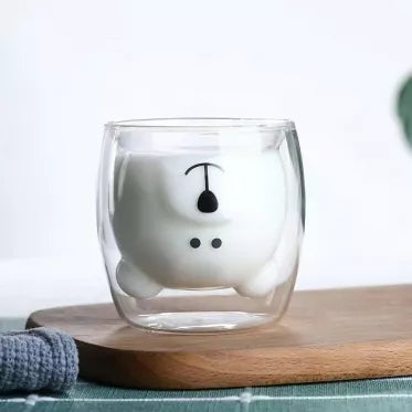 Dvigubo stiklo puodelis "Meškiukas", 250 ml