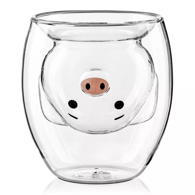 Dvigubos Sienelės Stiklinė Paršiukas