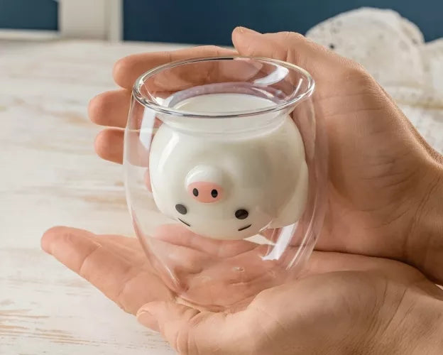 Dvigubos Sienelės Stiklinė Paršiukas