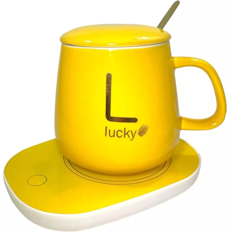 Elektrinis Puodelio Šildytuvas + Puodelis, Geltonas