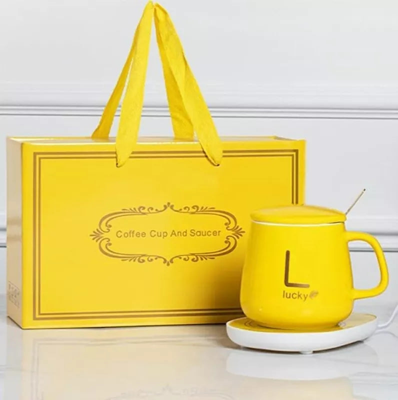 Elektrinis Puodelio Šildytuvas + Puodelis, Geltonas