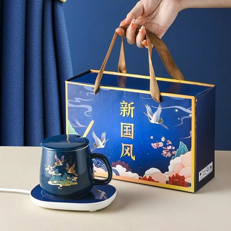 Elektrinis Puodelio Šildytuvas + Puodelis, Mėlynas