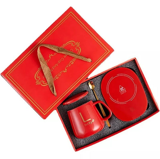 Elektrinis Puodelio Šildytuvas + Puodelis, Raudonas