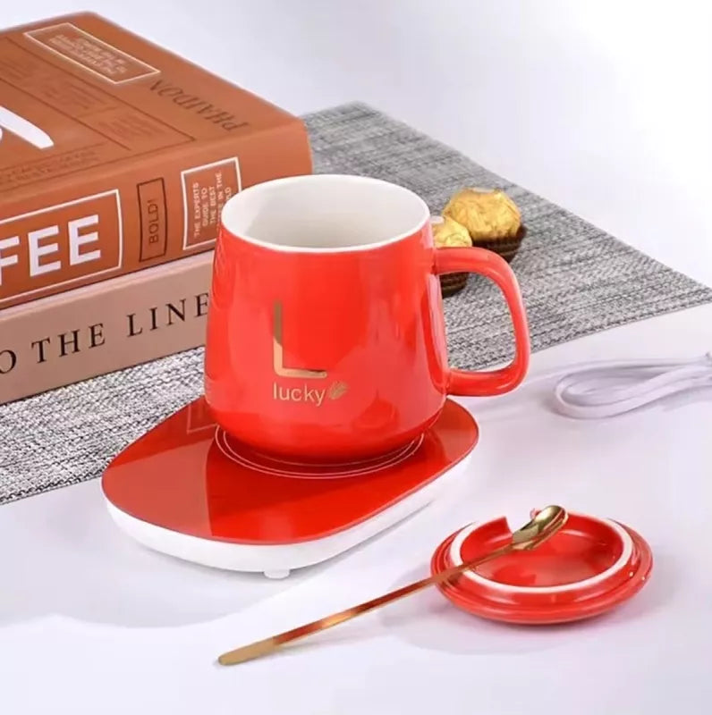 Elektrinis Puodelio Šildytuvas + Puodelis, Raudonas