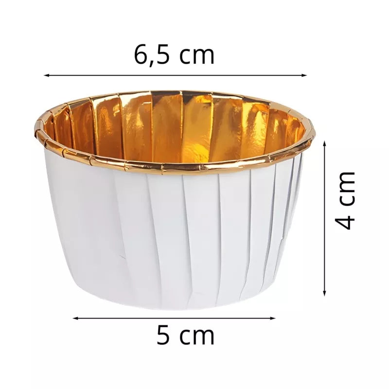 Keksiukų Kepimo Formelės, 50 vnt, Baltos Ir Auksinės