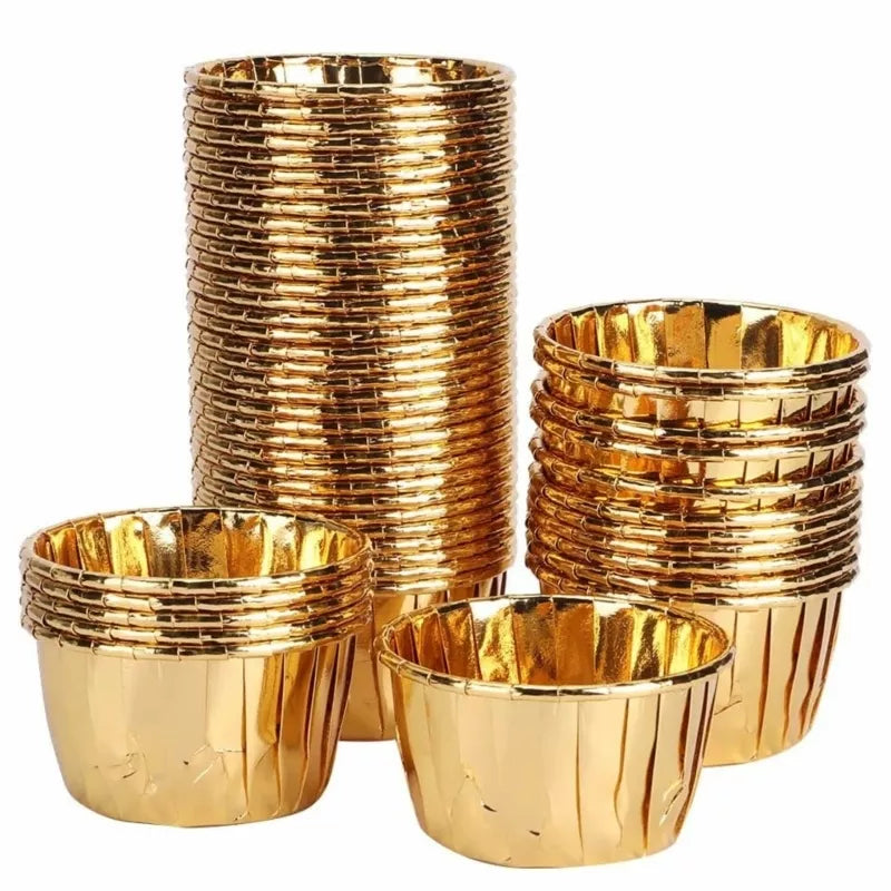 Keksų Kepimo Indeliai, 50 vnt, Auksiniai