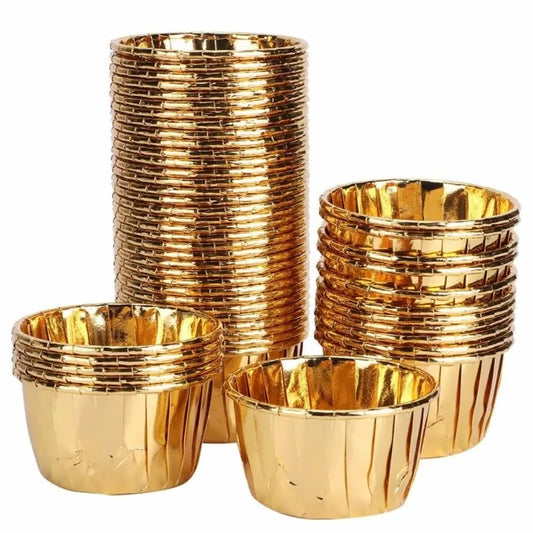 Keksų Kepimo Indeliai, 50 vnt, Auksiniai