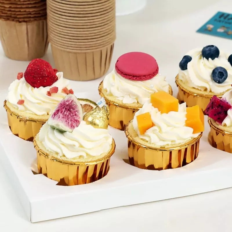 Keksų Kepimo Indeliai, 50 vnt, Auksiniai