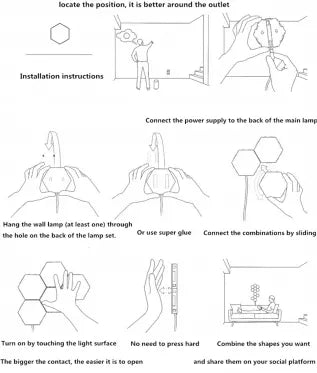 Lietimui jautrus modulinis LED sieninis šviestuvas, 6 vnt (šaltai balta šviesa)
