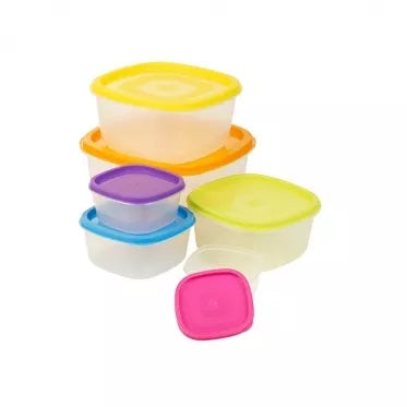 Maisto indelių rinkinys su dangteliu, 6 vnt