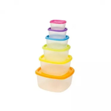 Maisto indelių rinkinys su dangteliu, 6 vnt