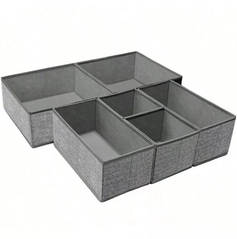 Medžiaginių Dėžučių Rinkinys, Pilkas, 6 vnt