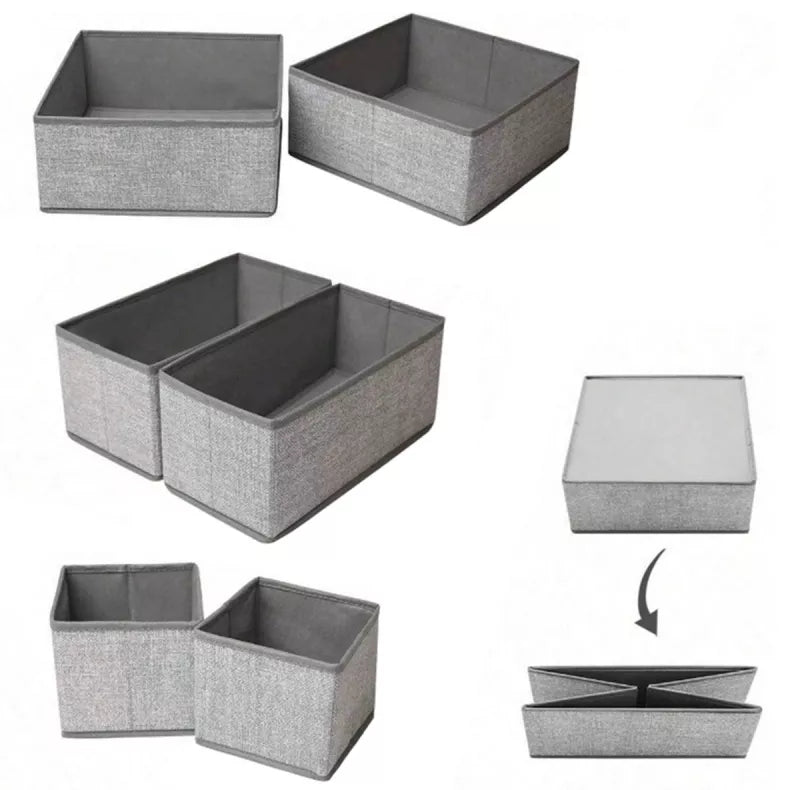 Medžiaginių Dėžučių Rinkinys, Pilkas, 6 vnt