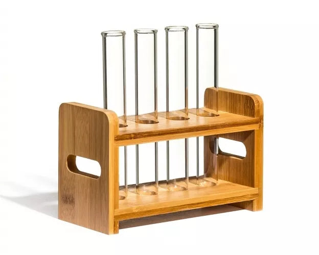 Mėgintuvėlių Stikliukai Su Mediniu Laikikliu, 4Vnt.
