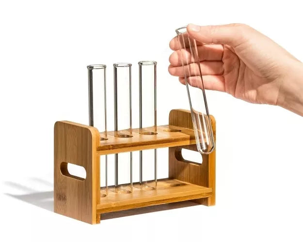 Mėgintuvėlių Stikliukai Su Mediniu Laikikliu, 4Vnt.