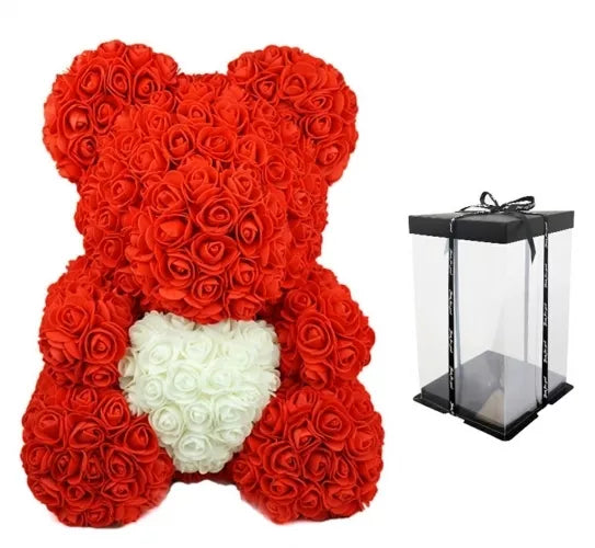 Meškiukas Su Širdute Iš Rožių, 23Cm