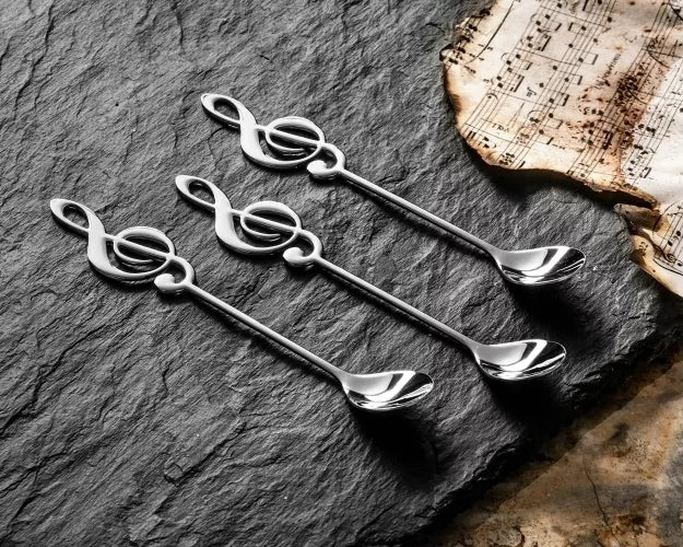 Muzikiniai Arbatos Šaukšteliai, 3 Vnt, Sidabriniai