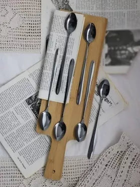 Nerūdijančio plieno juodi šaukšteliai, 6 vnt