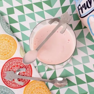 Nerūdijančio plieno šaukšteliai su kačiuko atvaizdu, 2 vnt (sidabriniai)