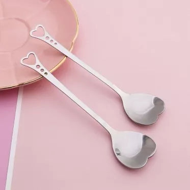 Nerūdijančio plieno širdelės formos šaukšteliai, 2 vnt