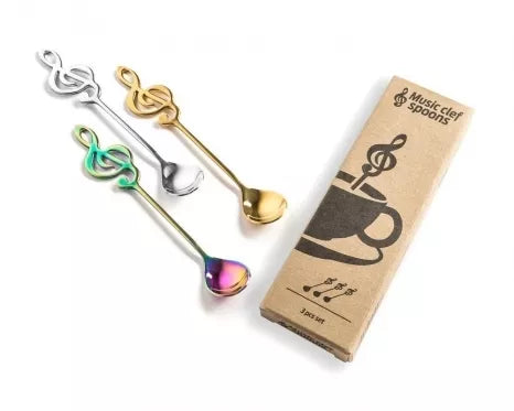 Nerūdijančio plieno smuiko rakto formos šaukšteliai, 3 vnt