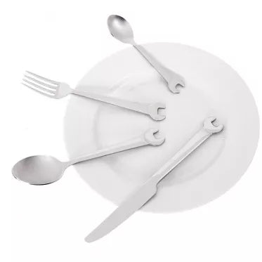 Nerūdijančio plieno stalo įrankių komplektas "Veržliaraktis", 4 vnt