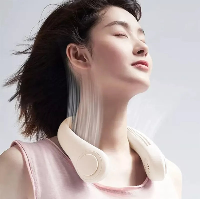 Nešiojamas Kaklo Ventiliatorius Rožinis