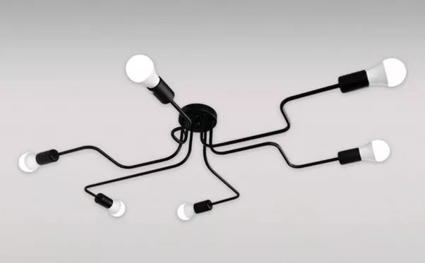 Pakabinamas 6 lempučių šviestuvas, 109 x 69 x 10 cm (juodas)