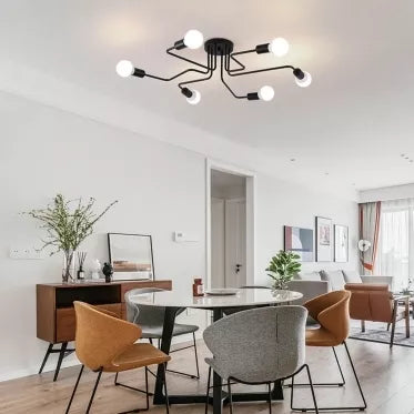 Pakabinamas 6 lempučių šviestuvas, 109 x 69 x 10 cm (juodas)