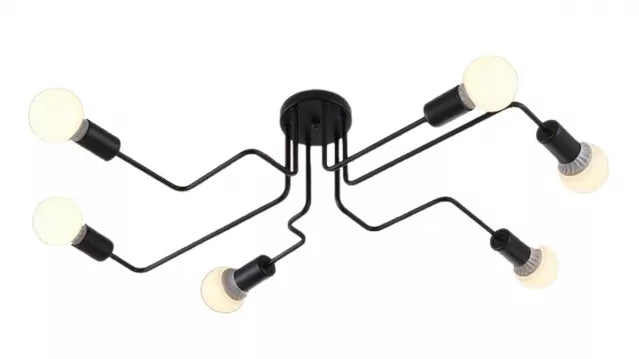 Pakabinamas 6 lempučių šviestuvas, 109 x 69 x 10 cm (juodas)