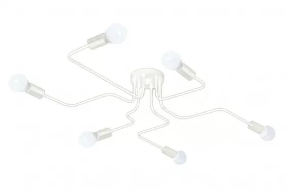 Pakabinamas 6 lempučių šviestuvas, 90 x 70 x 18,5 cm (baltas)