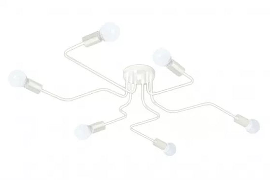 Pakabinamas 6 lempučių šviestuvas, 90 x 70 x 18,5 cm (baltas)