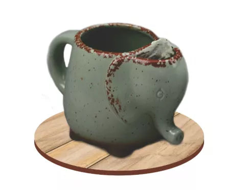 Puodelis "Dramblys", 500 ml (pilkas, rudas)