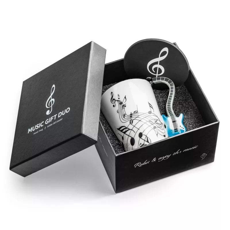 Puodelis Fleita Elektrinė Gitara + Padėkliukas