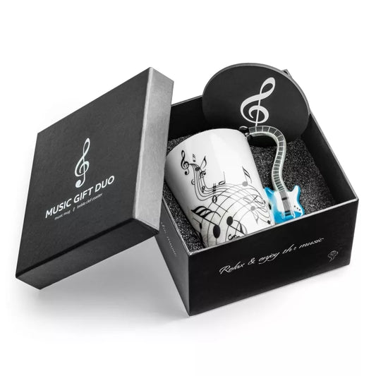 Puodelis Fleita Elektrinė Gitara + Padėkliukas