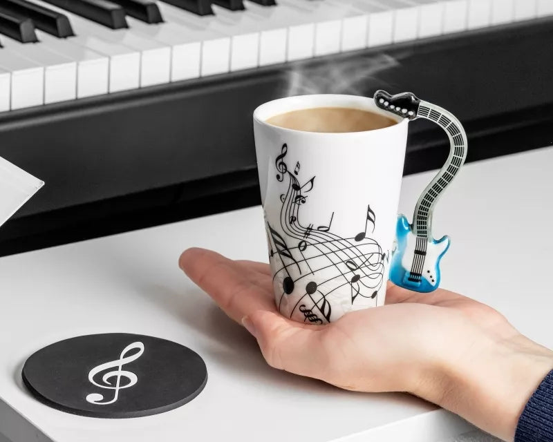 Puodelis Fleita Elektrinė Gitara + Padėkliukas