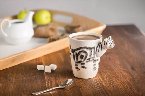 Puodelis su 3D katino galvos formos rankena, 400 ml