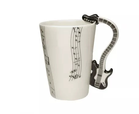 Puodelis su juodos gitaros formos rankena, 250 ml